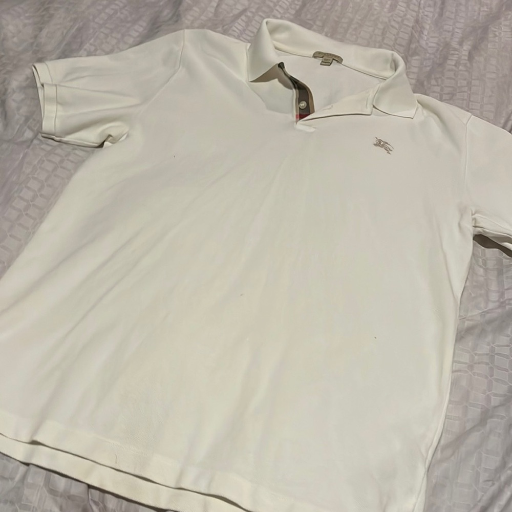 Mens Burberry polo white size large